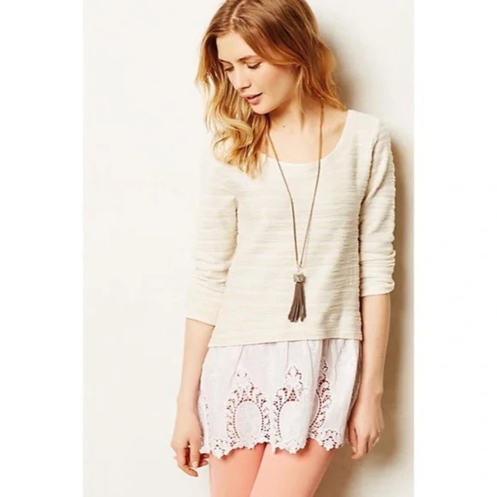 Anthropologie Sunday In Brooklyn East Falls Pullover Sweater With Lace Size XS